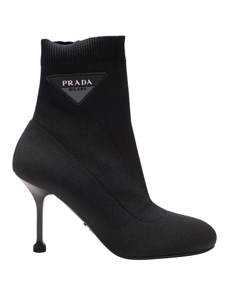 prada tall stretch leather boots|Prada chunky heel ankle boots.